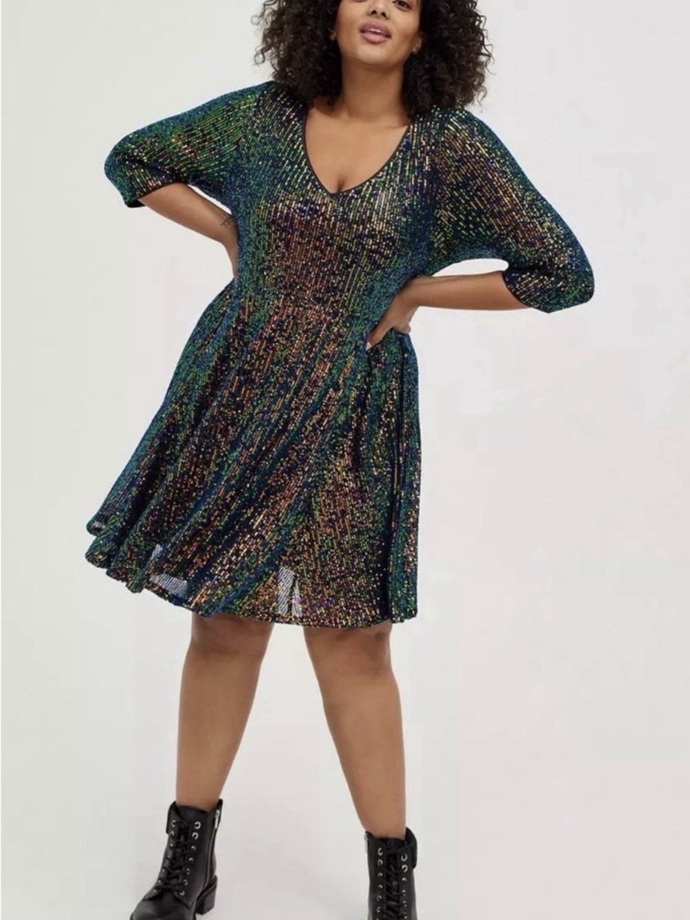 torrid Multicolor Sparkle V-Neck Mini Dress